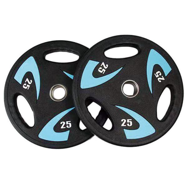 Tri Grip Training Weight Lifting Plates CPU Coated Bumper Weight Plate
