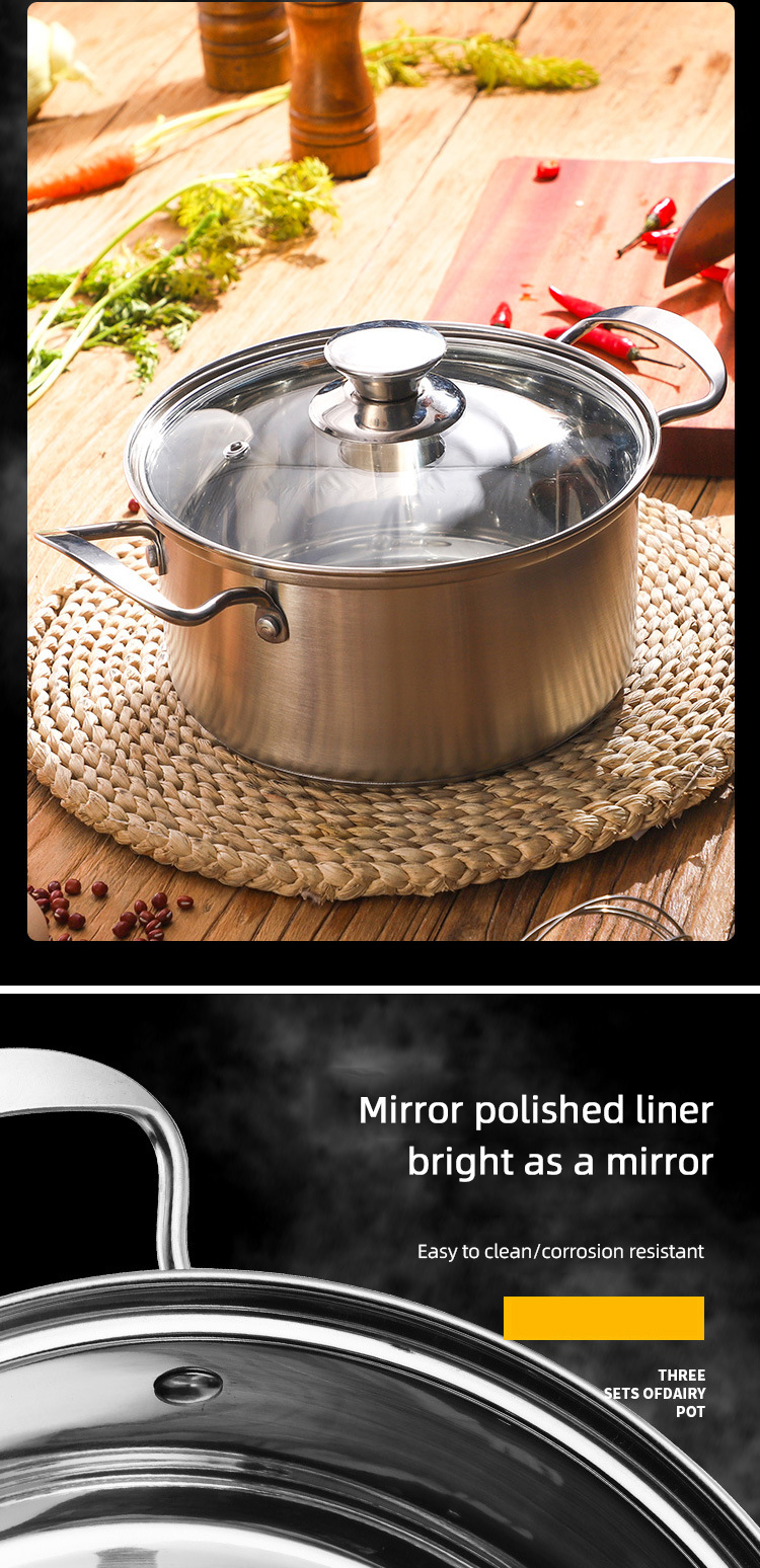 3 Pcs Stainless Steel Cookware Cookware Sets Induction Cook Pot Set Of Stainless Steel Pot Sets With Lid