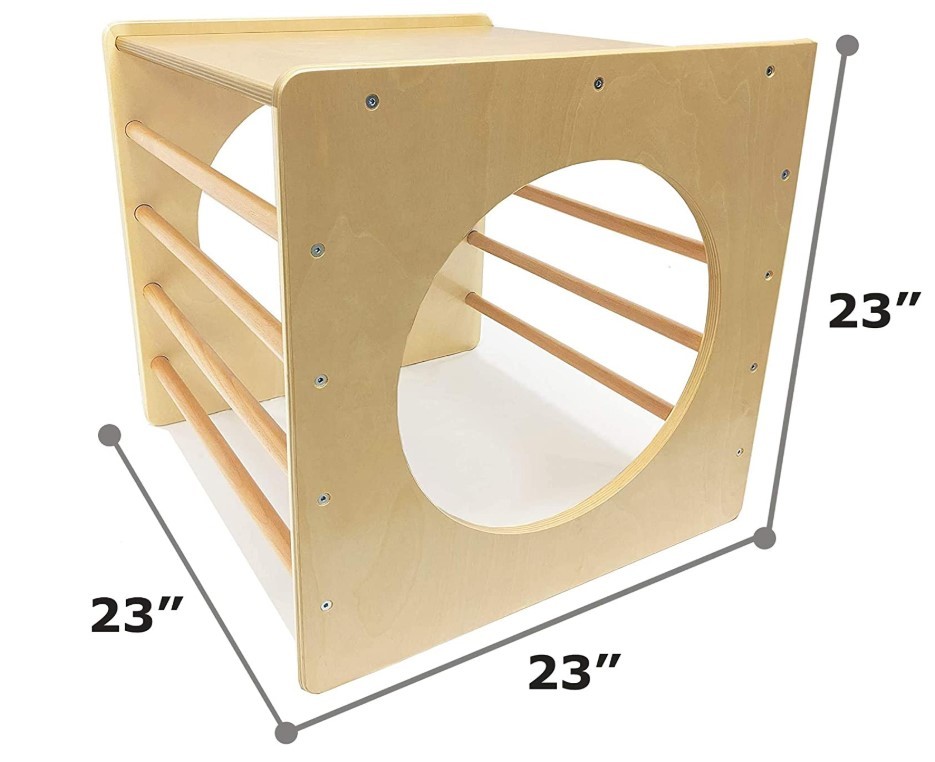 wooden Toddler Climbing Cube and Tunnel - Toddler Climbing Toys Indoor/Outdoor Playset