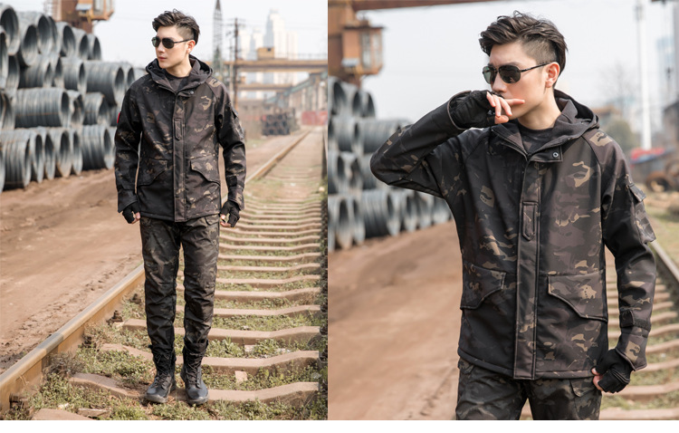 Woodland Camouflage Men's Tactical Combat Jacket Hoody Winter Coat Uniform Waterproof