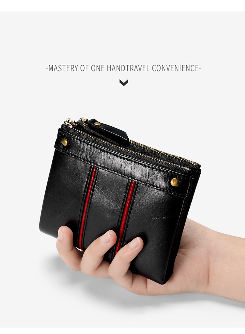 Vintage Style Minibook Men's Wallet with Zipper Closure and Hasp Closure 11.5*10.5*3cm