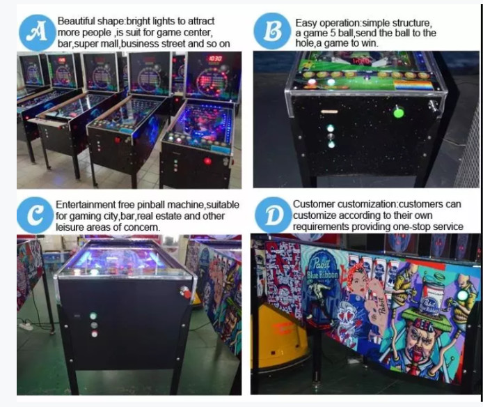 66 Games Wooden Virtual Pinball Game Machine With 32" Led Screen