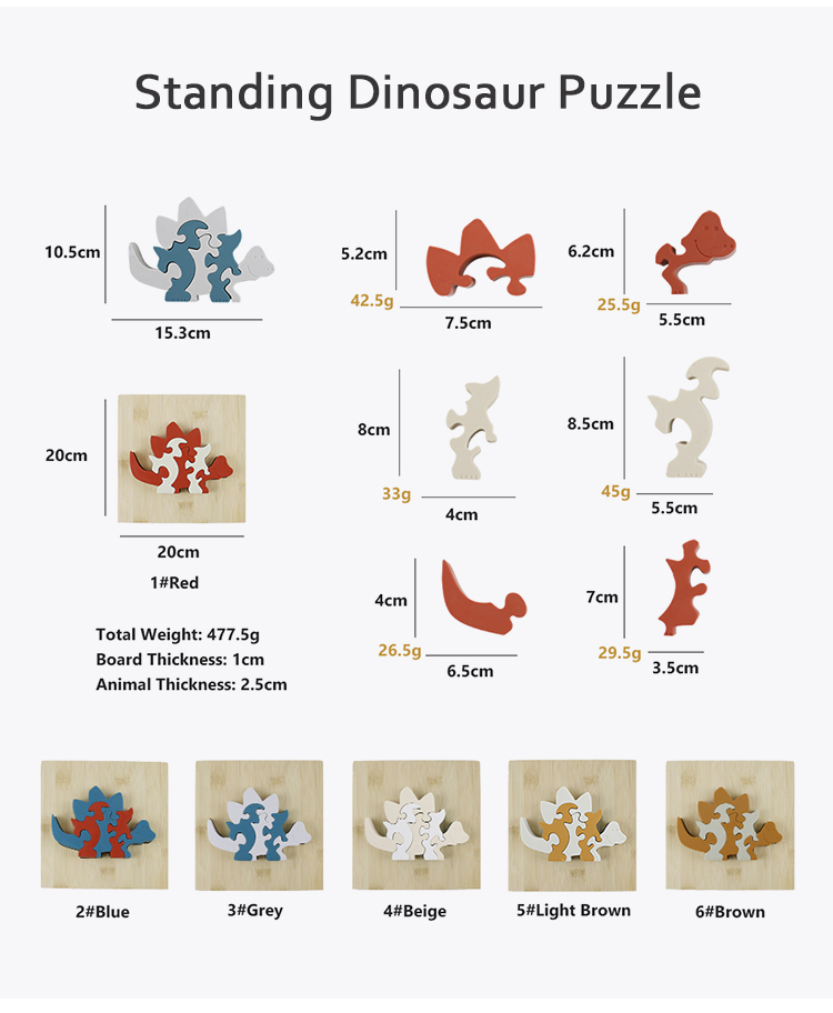 Customize Silicone Puzzle , 3D Infant Jigsaw Puzzles With Wooden Bamboo Base