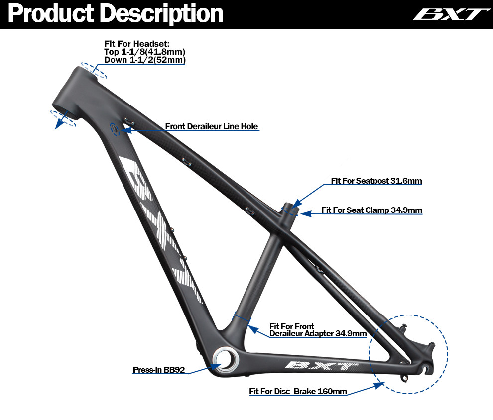 MTB Carbon Mountain Bike Frame 26er Full Carbon Fiber 3K Weave