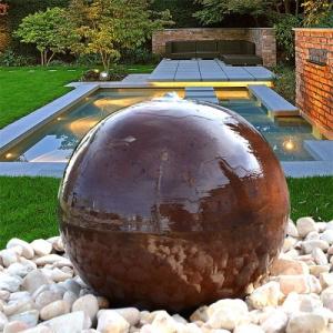 China Fuxin Corten Steel Sphere Water Feature Garden Fountain Ball Shaped wholesale