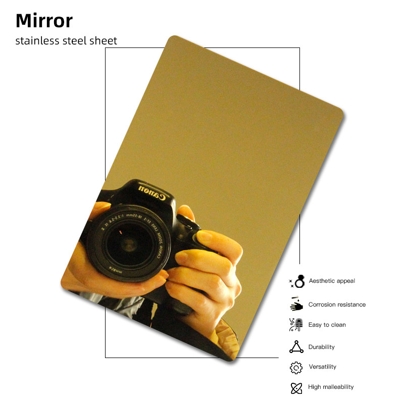 Pvd Color Coated Decoration Stainless Steel Sheet Inox Mirror Finished Gold Metal plate 304