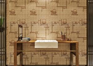 China Bamboo Weaving Tea Pot Pattern PVC Room Decoration Wallpaper Self Adhesive wholesale