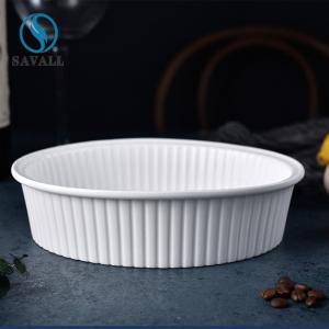 China Oval Striated White Disposable Bowl Savall Disposable Microwave Bowls wholesale