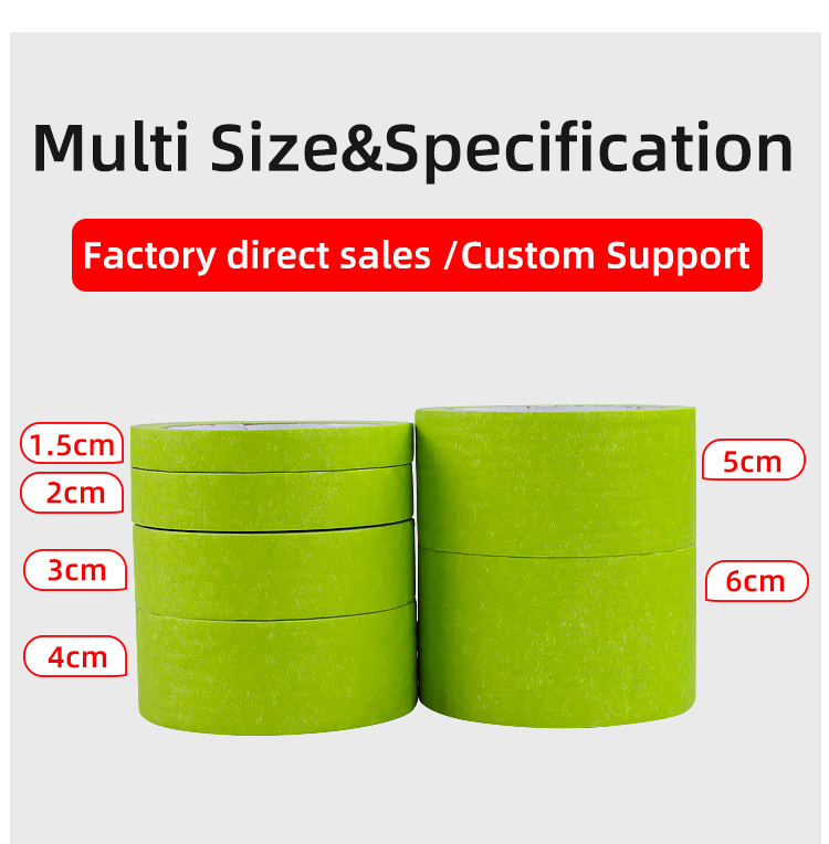 Automotive Refinish Green Paper Masking Tape With 150-170 Micron Thickness