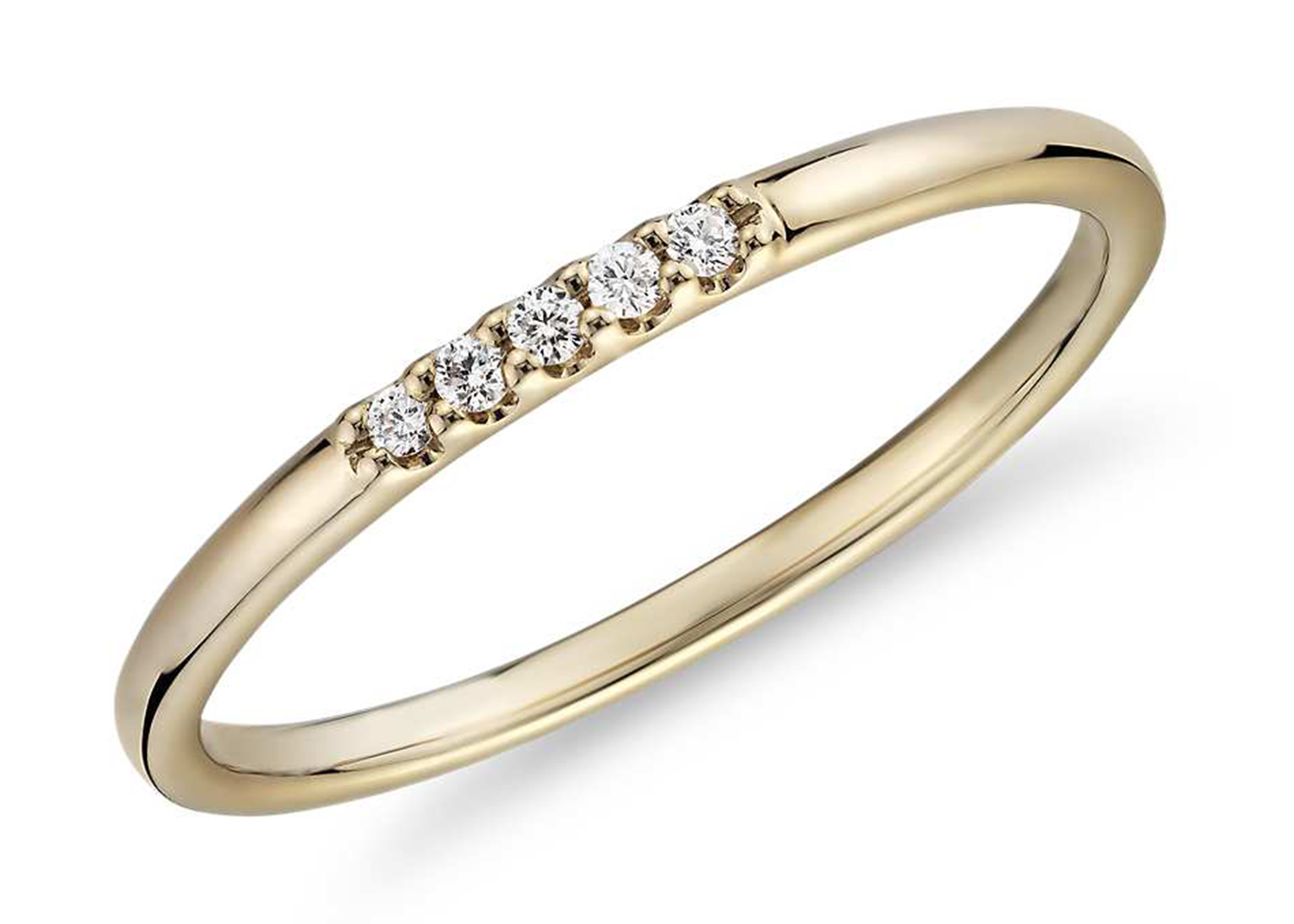 Dainty 14K Yellow Gold Jewelry , Matching Stacking 0.05ct diamond band ring OEM ODM