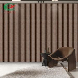 China Hotel Modern 3D Wood Slat Wall Eco Friendly With Polyester Fiber wholesale