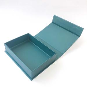China Rectangle Blue Solid Magnetic Gift Box With Ribbon wholesale