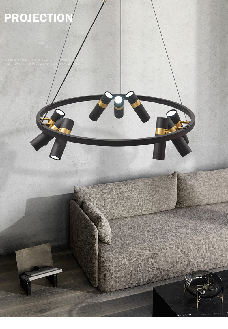 Retro Loft Circle Light Fixture Vintage Iron Spot Chandelier(WH-MI-463)