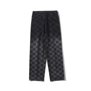China OEM Checkerboard Jeans Low MOQ Unisex Fashion Pants Denim Clothing Manufacturer wholesale