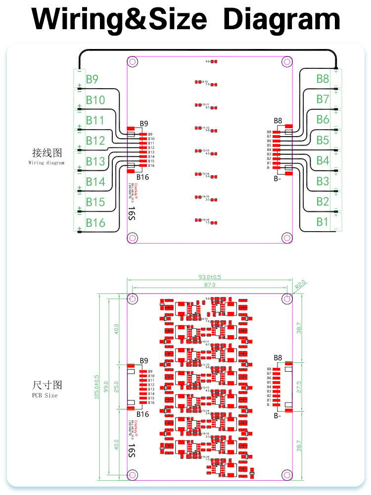 ODM 1A Active Equalizer Lifepo4 LTO Lipo Li-Ion 16s Battery Pack Balancer