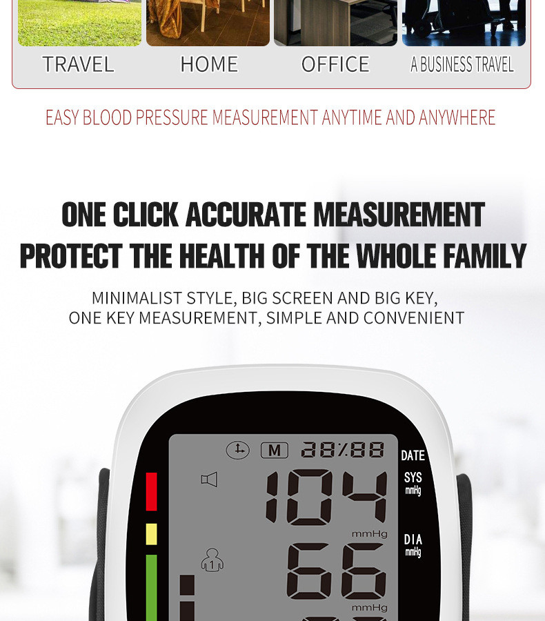 Home Wrist Electronic Blood Pressure Monitor 0-280mmHG With LCD Large Screen Display