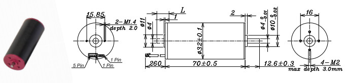 Coreless Brushless DC Motor D32mm 24V L70 60W Max cont.torque 73.5 280g
