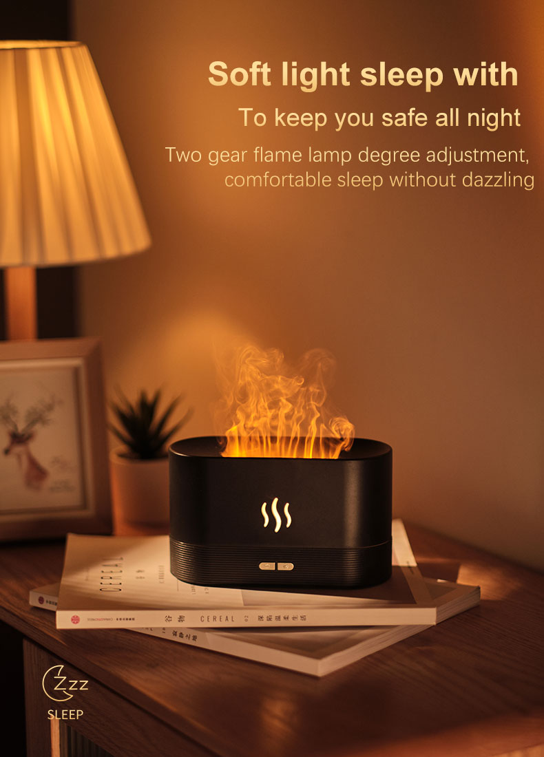 HOMEFISH ABS PP Ultrasonic Aroma Humidifier Flame Aromatherapy Machine 180ml