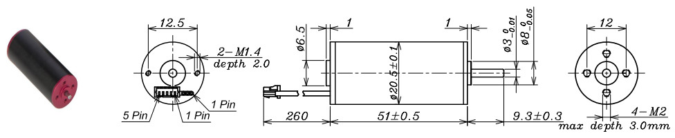 24V,36V,12V Brushless DC Motor,,20mm diameter,51mm Length,15000-25000rpm