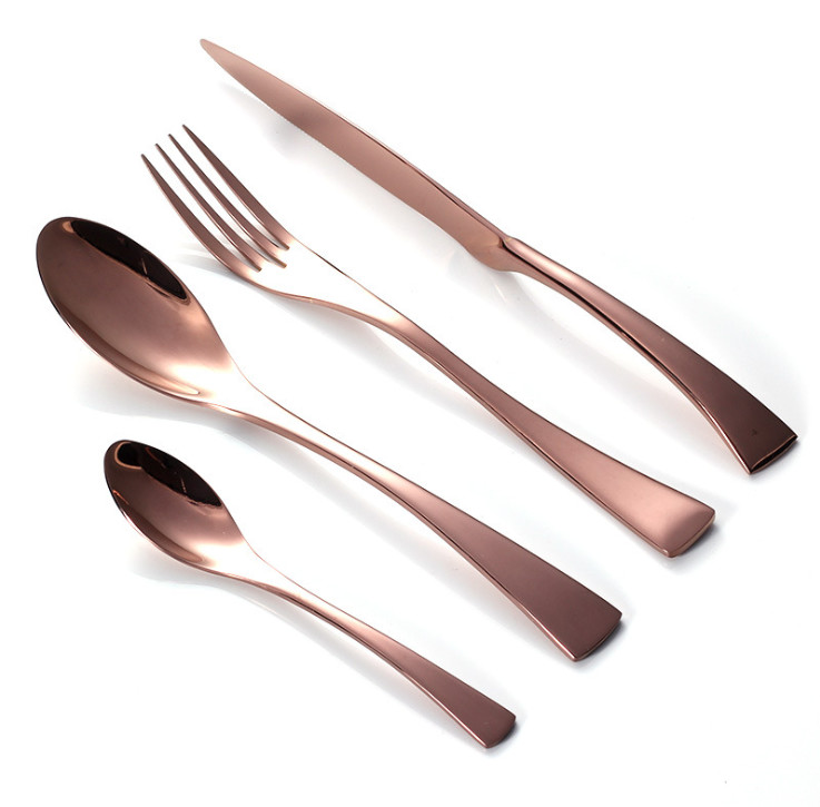 Elegant Design Stainless Steel Rose Gold Cutlery/Wedding Flatware/Colorful Knife Fork
