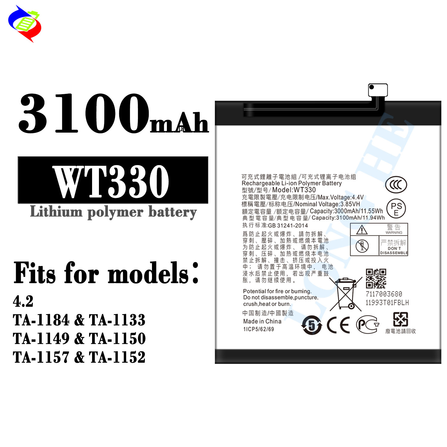 Long-Lasting Battery for Nokia 4.2 TA-1184 TA-1133 TA-1149 TA-1150 TA-1157 TA-1152