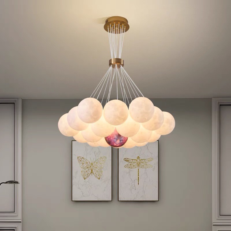 Nordic 3D Printed Moon Lampshade Ceiling Chandelier New LED lustre Moon Hanging lamp(WH-MI-434)