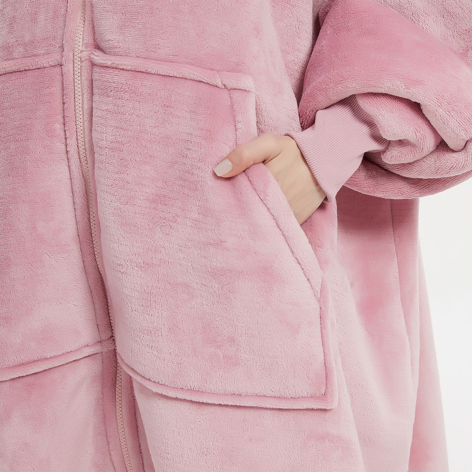 Zipper Closure Womens Hooded Pajamas Oversized Hoodie Pajamas Ultra Comfortable