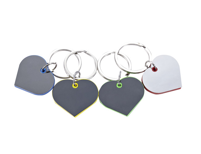 Iron Key Ring Heart Shape 4.2mm Nickel Plating Metal Plastic Key Chain