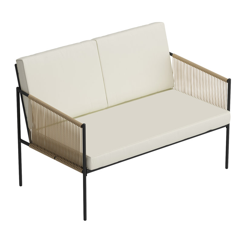 AJUNION Metal Patio Furniture Set Rattan Woven Outdoor Furniture with Coffee Table