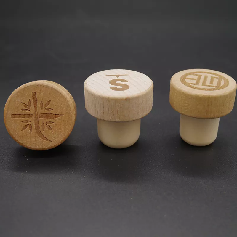 Engraved Logo Wood Bar Top Cork Synthetic Glass Bottle Stopper for Liquor and Cosmetics