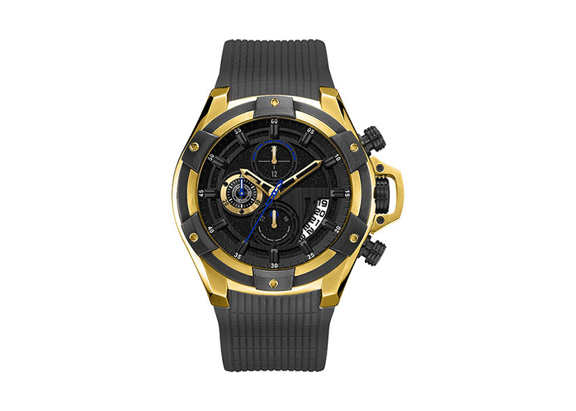 Mens Sports Stainless Steel Waterproof Watch Silicone Strap Good IP Plating