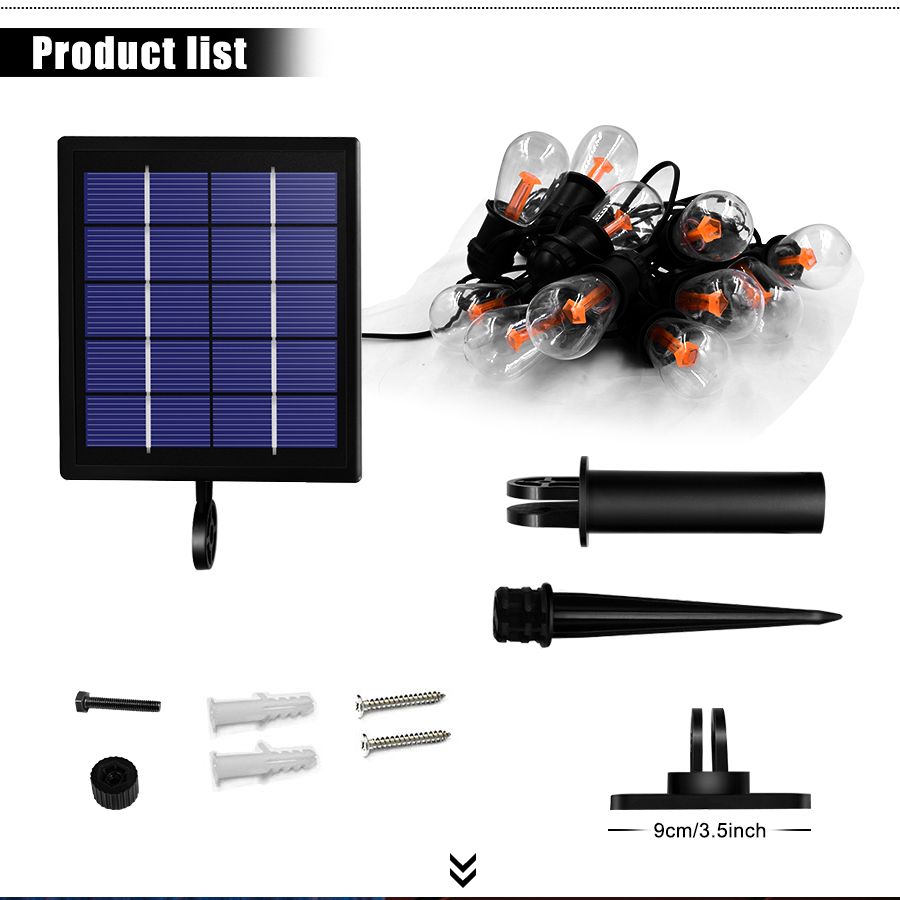 8.5M 15 LED Solar Edison Bulb String Lights