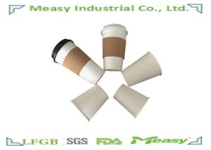 China Single Wall White Food Grade disposable drinking cups Plastic Lid , Kraft Sleeve wholesale