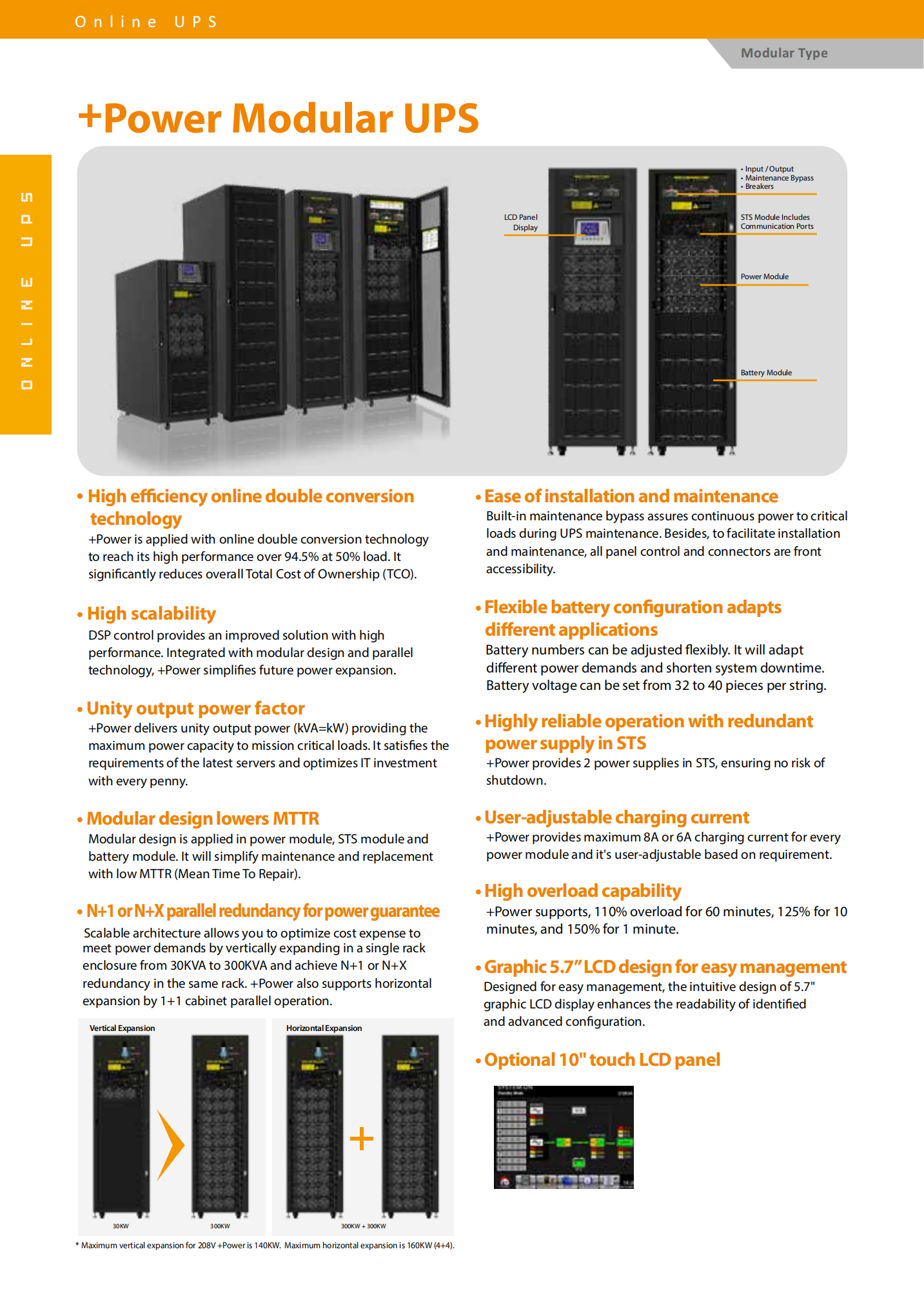 20KVA 20KW 2000VA 20000W PF 0.99 Three Phase Online UPS Electric Energy 90000 Wh