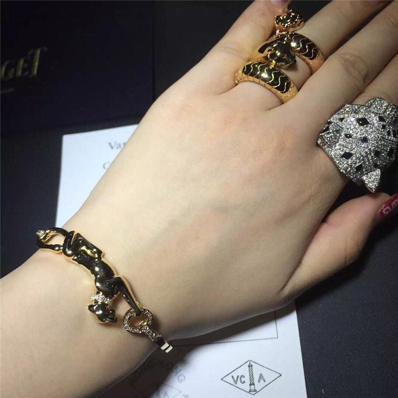 C Cheetah bracelet - showing the charm of courage, naughty or docile .18K gold jewelry factory shafle garnet, Onyx