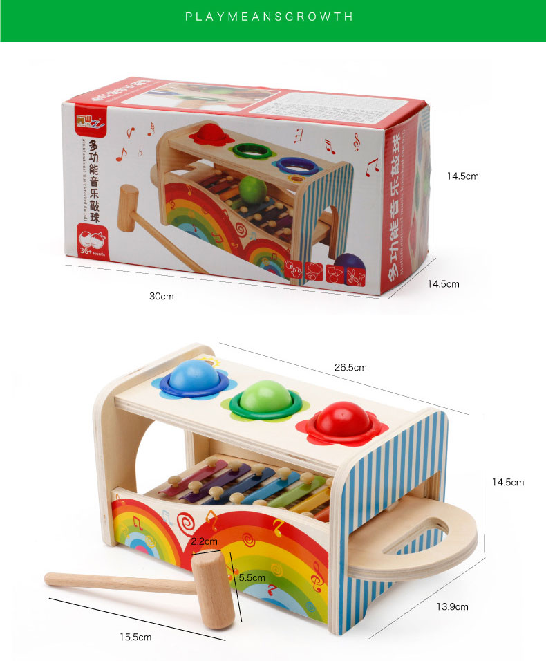 Unisex Developmental Montessori Toy Hammering Pounding Xylophone for Baby Toddler Kids