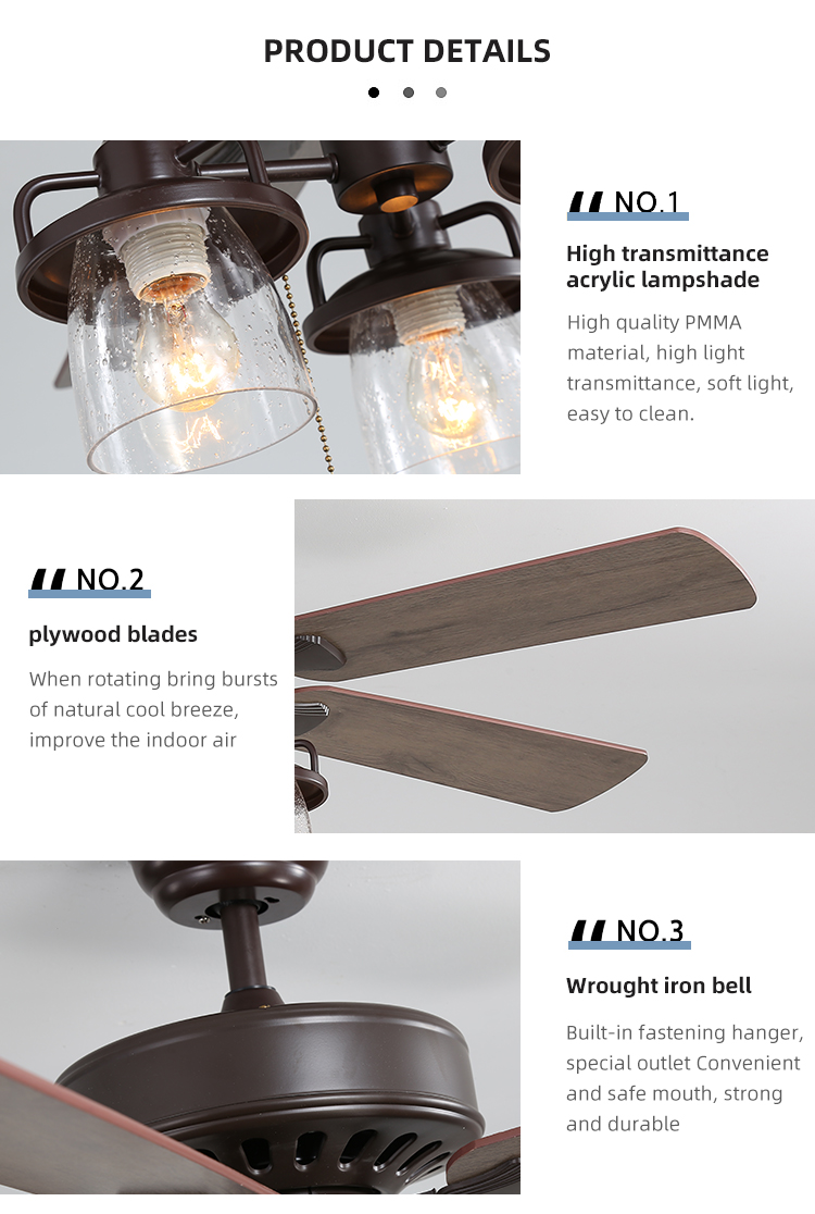52Inch Crystal Cooling Air Ceiling Fan Light