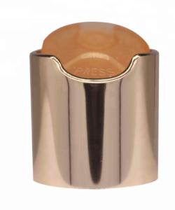 China Cosmetic Aluminum Gold Disc Top , K901-5 Nonspill Flip Top Bottle Lids wholesale