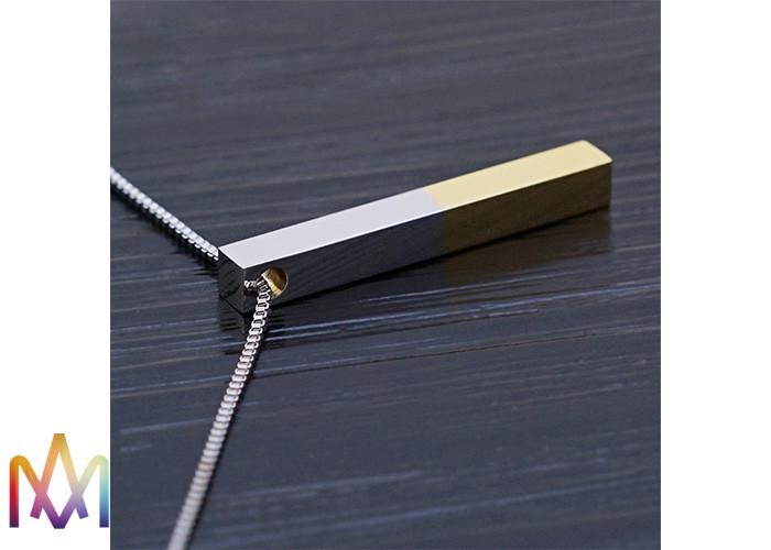 Mylongingcharm Mix Color Cuboid Bar Pendant Mens Engraved Necklace