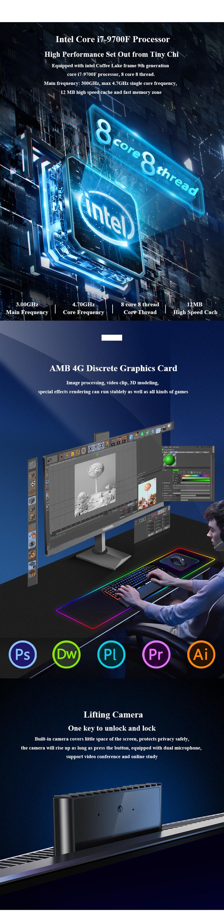 23.8 Inch All In One Desktop Computer with Office Gaming PC and USB Port UK Plugs Type