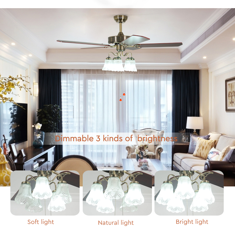 Standard Wind 52" Reversible Motor Classic Design Pull Chain Ceiling Fan with 5 Plywood Blades
