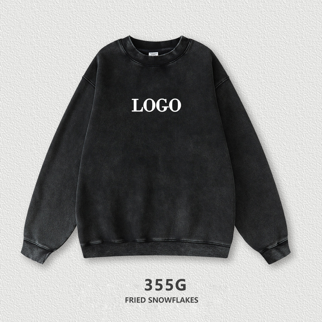 Oversized Crewneck Sweatshirt Womens Unisex Plain Embroidery Printing Acid Wash Blank 100% Cotton