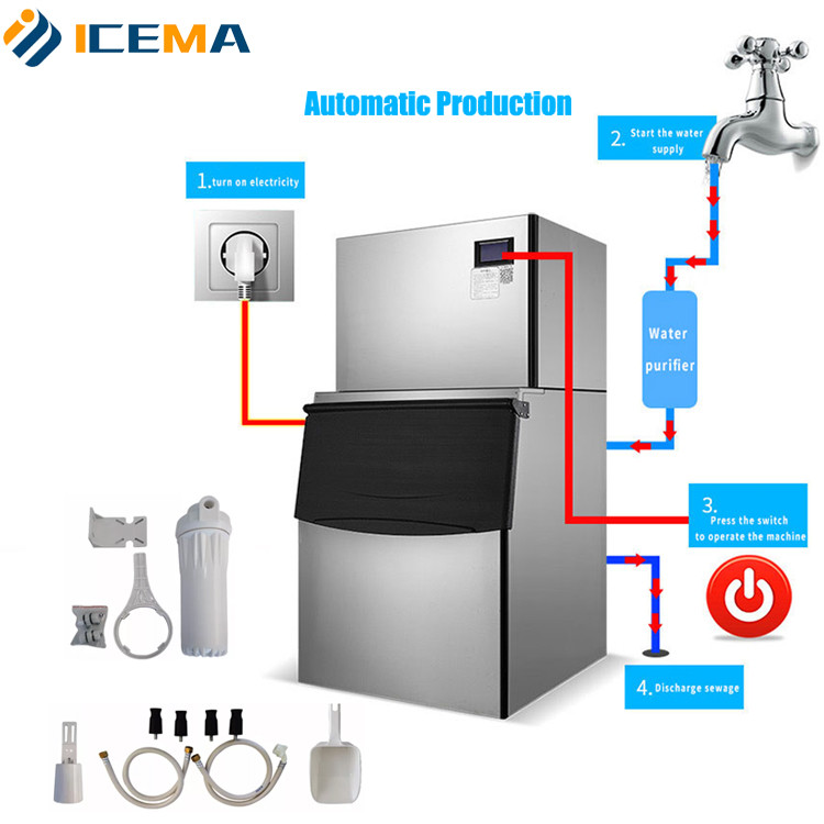100kg/24h Commercial Ice Cube Machine 200kg/24h 400kg/24h 500kg/24h For Coffee / Bar / Hotels / Restaurant