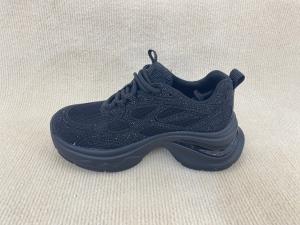 China Comfort Black Rhinestone Sneakers Breathable Upper Blinged Out Sneakers wholesale