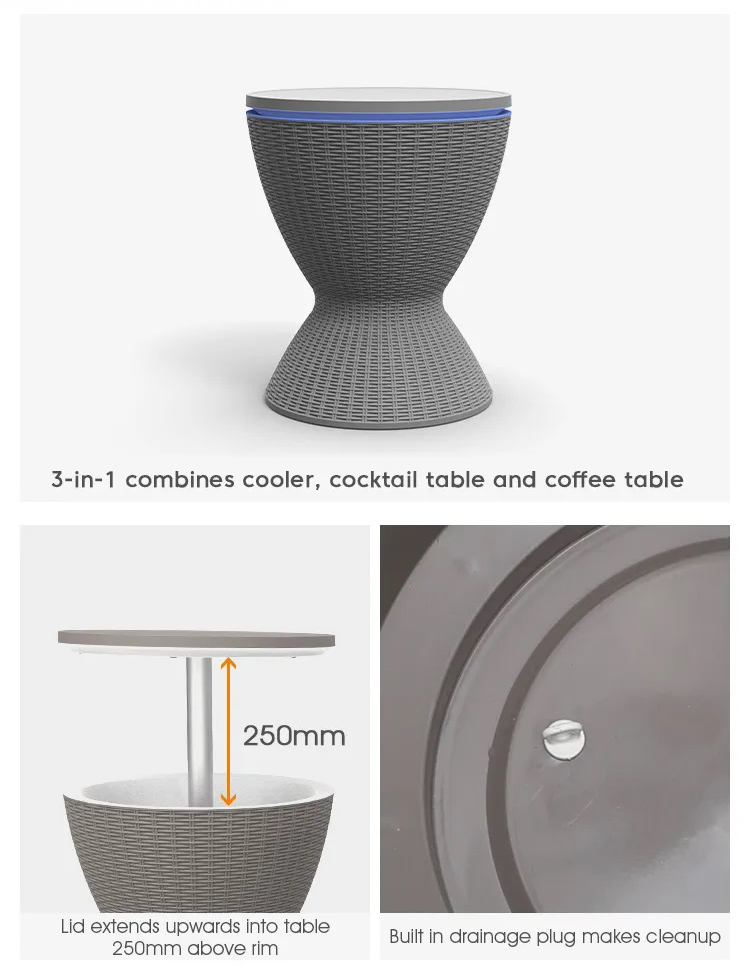 48.5*48.5*57.5cm Custom Logo Ice Cooler Lift Top Coffee Wine Beer Table for Outdoor Camping