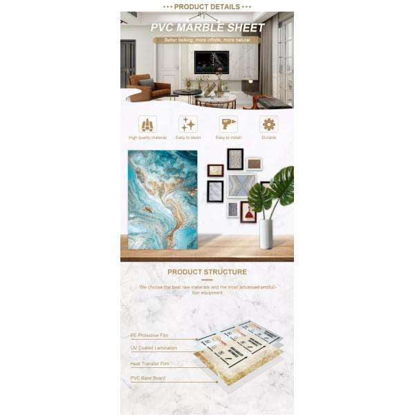 1220x2440 PVC Imitation Marble Sheet Waterproof Alternative Board Wall Sheet