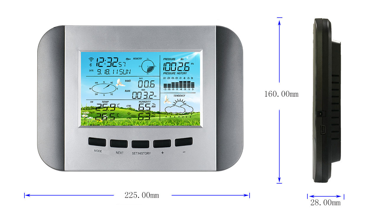 Color Display Indoor Outdoor Thermometer With Rain Sensor And Wind Direction Indicator