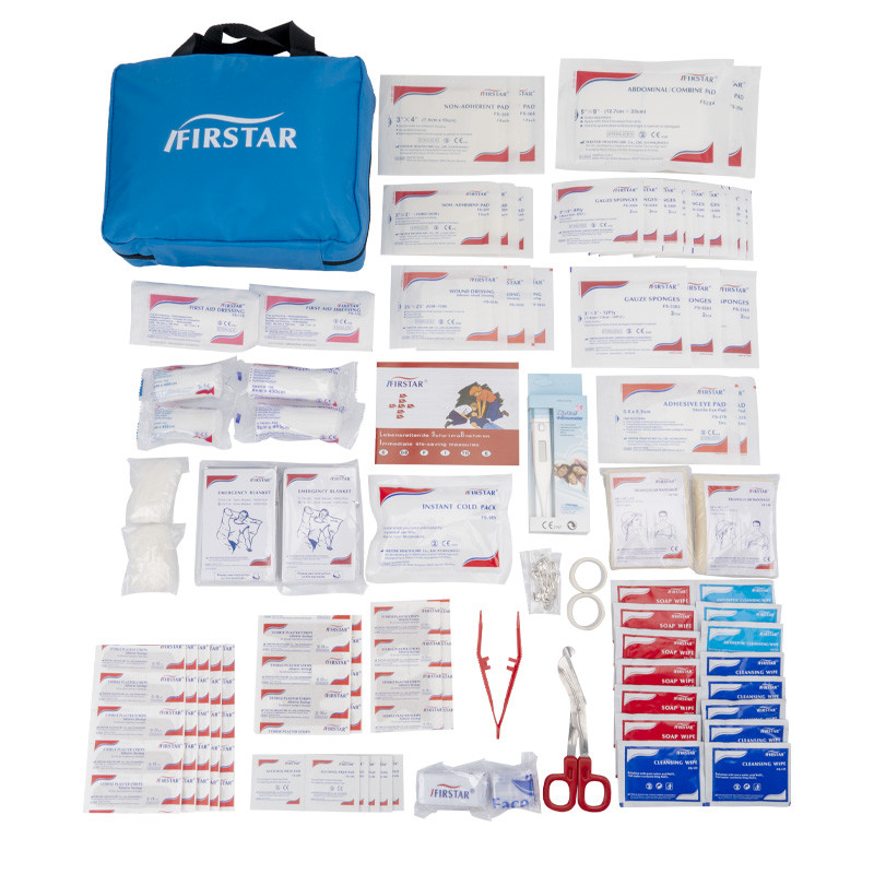 Large Vehicle First Aid Kit With Compartments Mesh Bag Handles 24x19x6.5cm