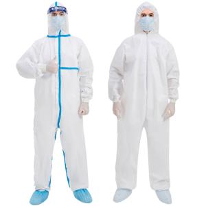 China S-XXL Disposable Protective Coverall Waterproof Lightweight Microporous 15-70gsm wholesale