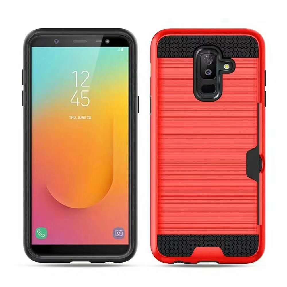Colorful Metal Brushed with Side Card Pocket Function Protective Shell For Samsung S9 Plus NOTE8 ON7 S7 S7 Edge J7 J5
